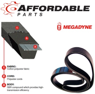 "2L" series Kevlar v-belt, 35" outside measurement