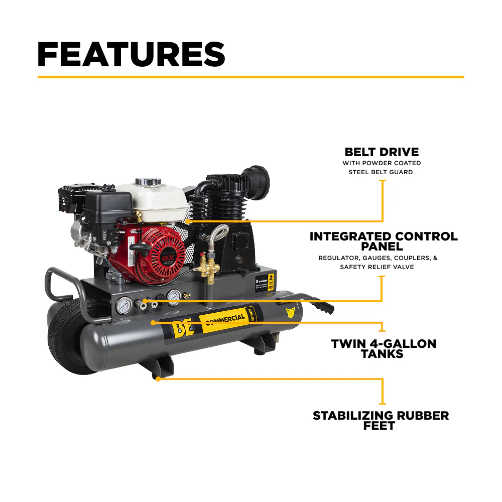 Gas Air Compressor with Honda GX200 Engine