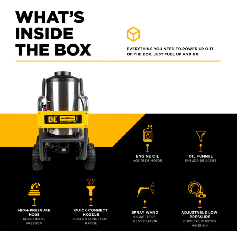 2,700 PSI BE Hot Water Pressure Washer