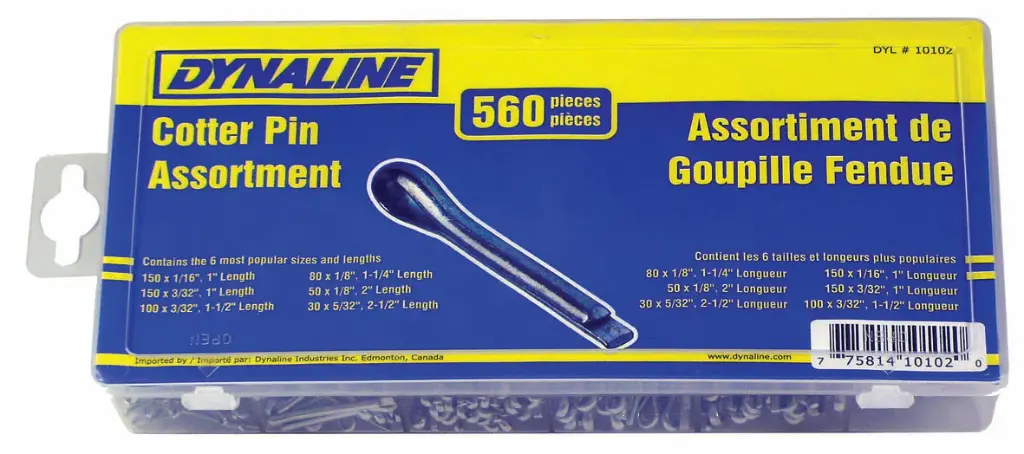 Cotter Pin Assortment, 560 Pieces / 6 Sizes