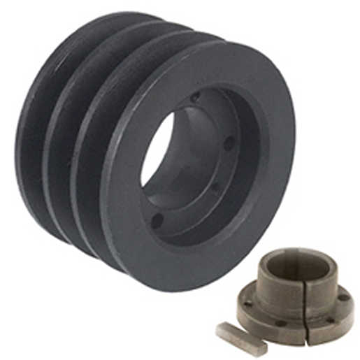 Transmission Pulley; 3 Grooves; 3-3/4" Outside Diameter; Bushed; SH Bushing Series; A | B Belt Series
