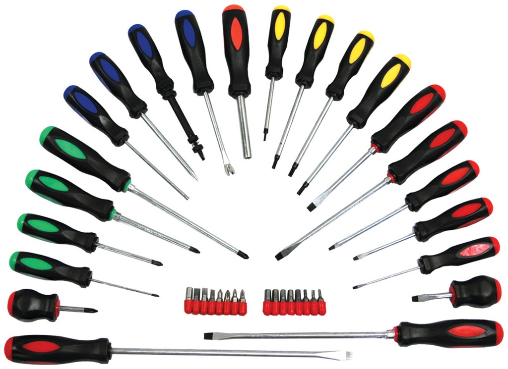 PG180 - 22-PC SCREWDRIVER WITH 16-PC BIT SET – SLOTTED, PHILLIPS, TORX, POZIDRIV
