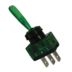 16A 12V On-Off Illuminated Toggle Switch - Green