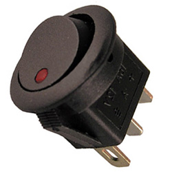 16A 12V On-Off Round Rocker with LED Switch - Red