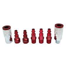 Milton Industries ColorFit Coupler & Plug Kit - (M-Style, Red) - 1/4" NPT, (7-Piece)