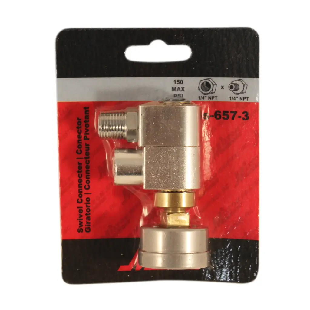 1/4" NPT Swivel Hose Fitting with Flow Control and Gauge
