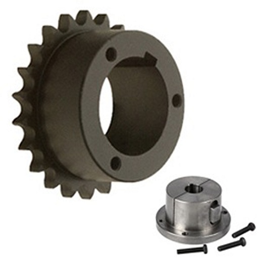 Roller Chain Sprocket; 80 Chain; 24 Teeth; 1 Row of Teeth; Hardened Teeth; 8.196" Outside Diameter; 7.661" Pitch Diameter; B-Hub One Side; Bushed Mount; Q1 Bushing