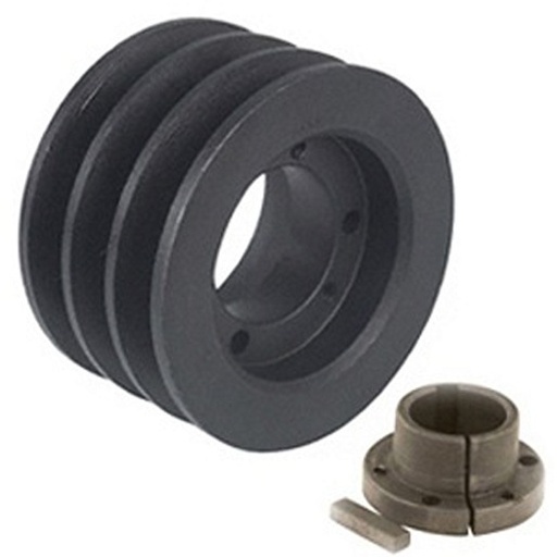 [MAS-3B40SH] Transmission Pulley; 3 Grooves; 4.35" Outside Diameter; Bushed; SH Bushing Series; A | B Belt Series